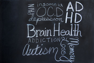 mental disorders written on blackboard with chalk